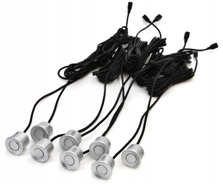Zestaw Czujników Parkowania Cofania LED 8 Sensorów Srebrne Wyświetlacz LCD