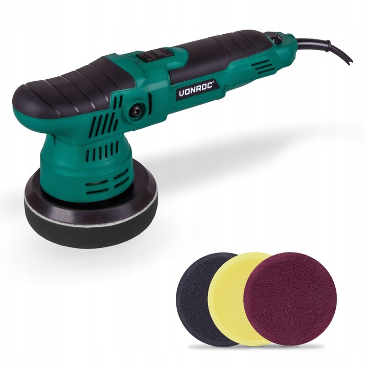 POLERKA MIMOŚRODOWA 650W - 125mm | 4 TARCZE POLERSKIE W ZESTAWIE | VONROC