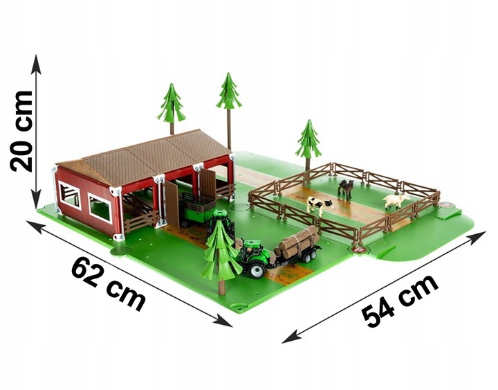Traktor z Przyczepą Zestaw Dla Dzieci Farma Gospodarstwo Zwierzęta Stodoła