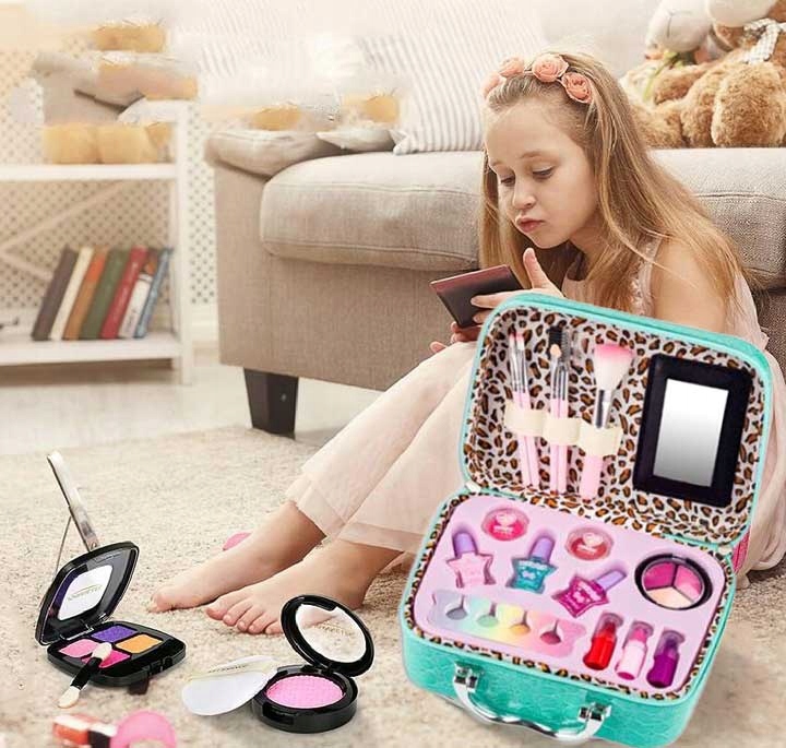 Kuferek do Makijażu dla Dzieci Zestaw Kosmetyków Bezpieczne Cienie Pomadki