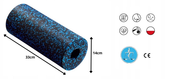 ROLLER WAŁEK DO MASAŻU PIANKOWY EPP GŁADKI 33 cm x 14 cm niebieski