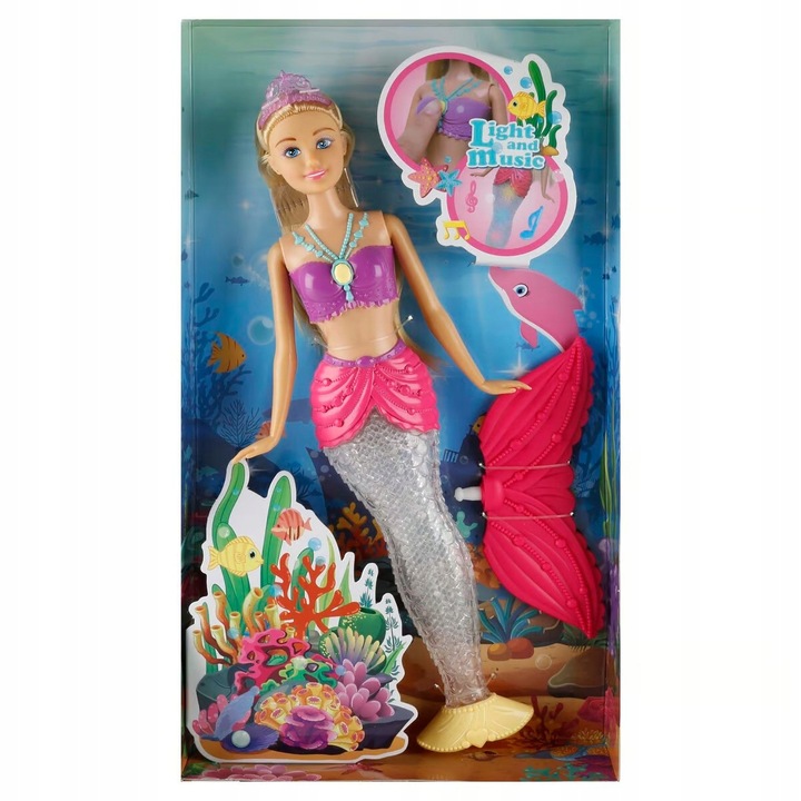 LALKA SYRENKA ZABAWKA DLA DZIECI PREZENT EFEKTY DŹWIĘKOWE ŚWIETLNE ANLILY