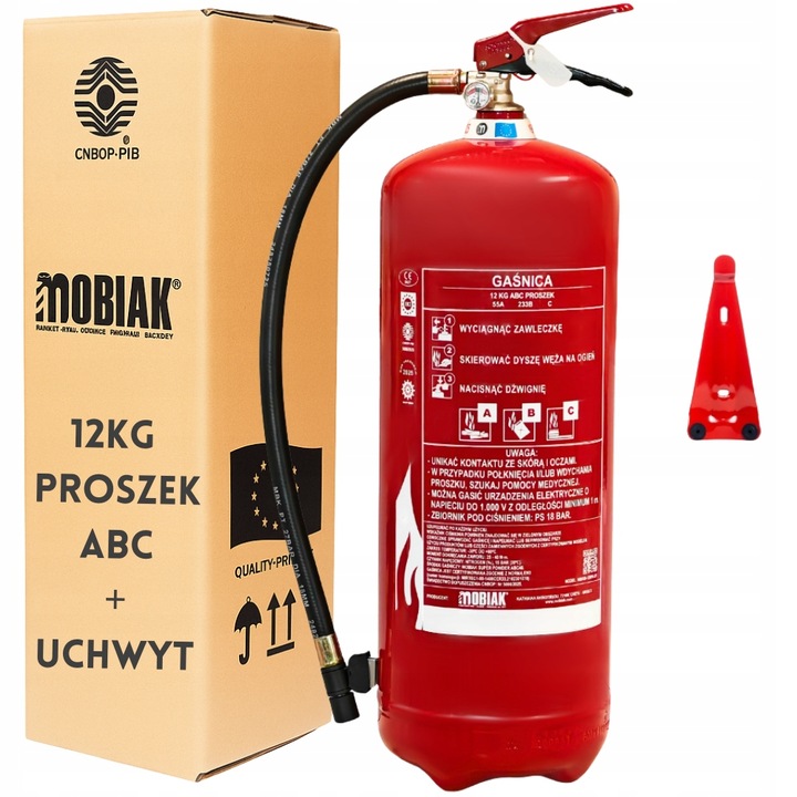 Gaśnica proszkowa 12kg ABC z wieszakiem GP12x CE, CNBOP, EN3, MED prod 2025