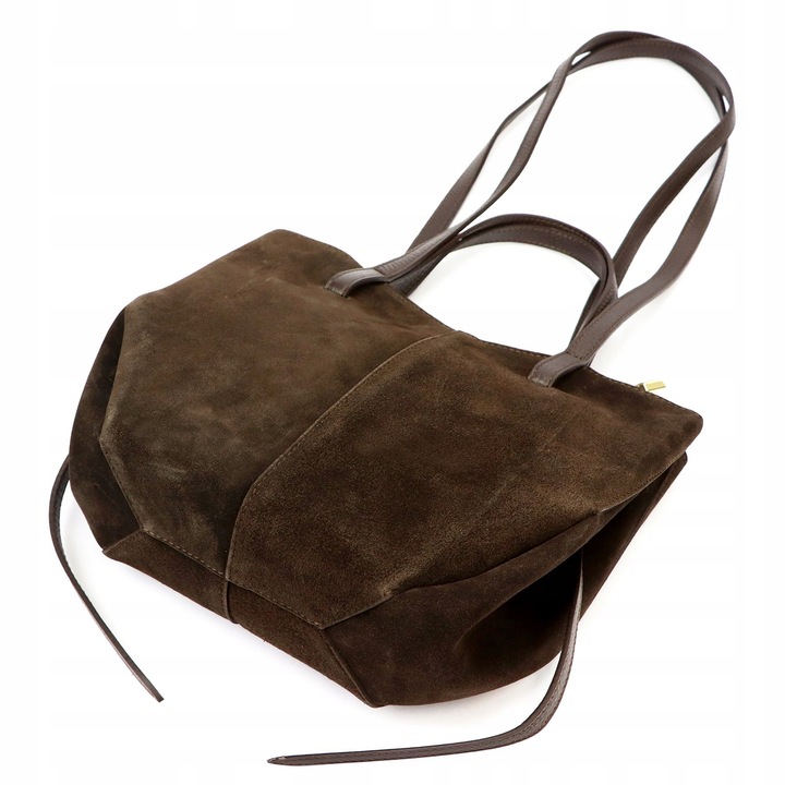 Vera Pelle torebka shopper skóra naturalna zamszowa brązowa czekoladowa