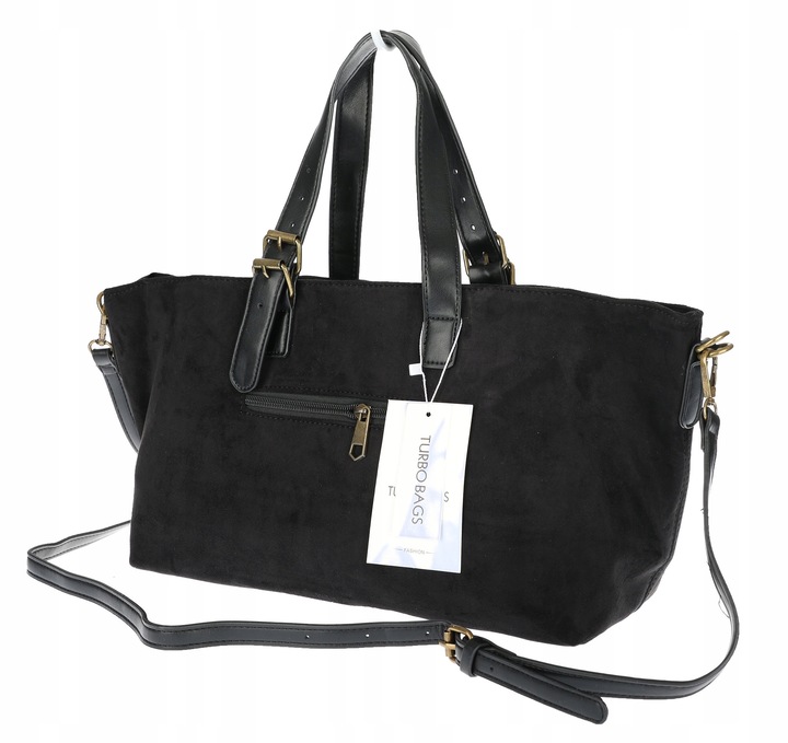 Torebka Damska shopper zamszowa torebka jamnik włoska marka 1255 Czarna