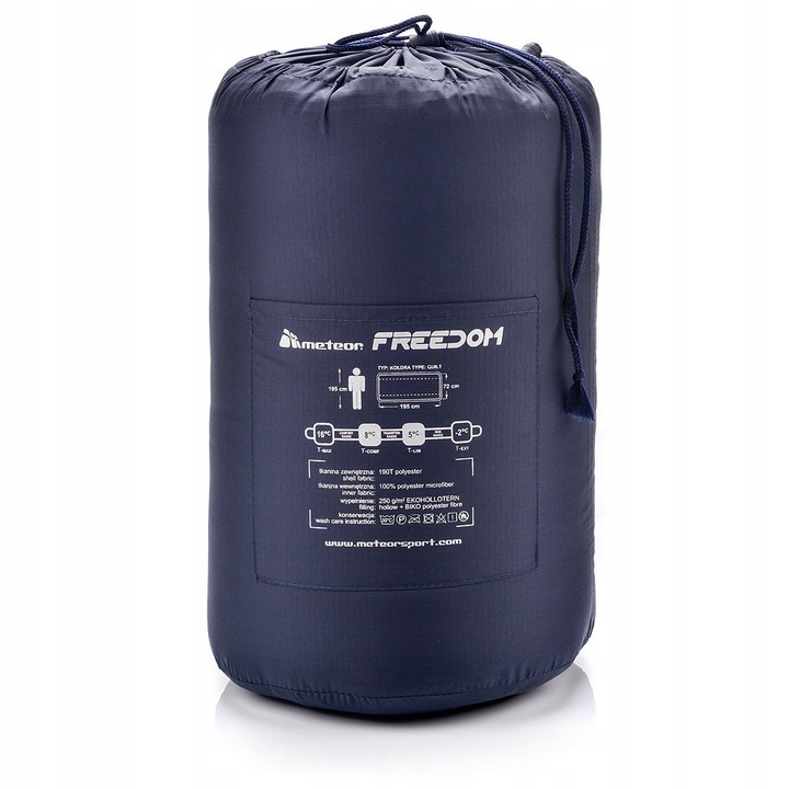 Śpiwór Meteor Freedom 195x72 granatowo-szary