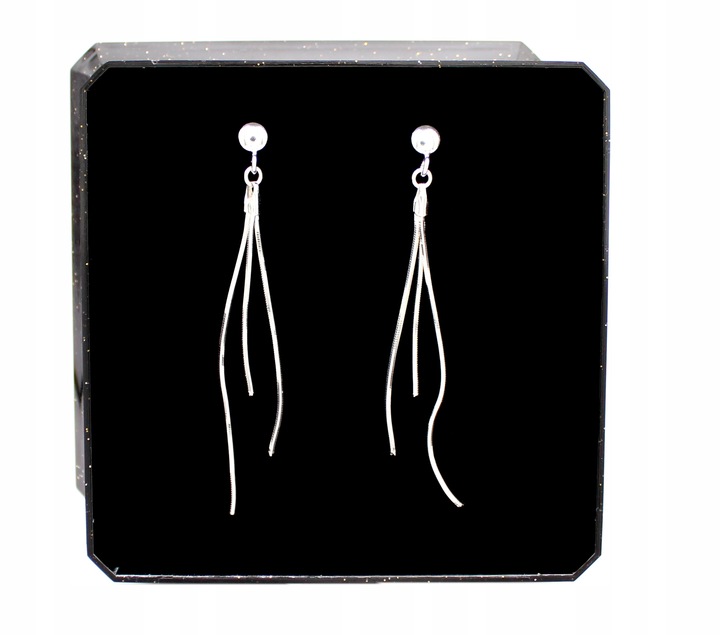 Biżuteria srebrna damska Komplet żmijki długie wiszące kolczyki srebro 925