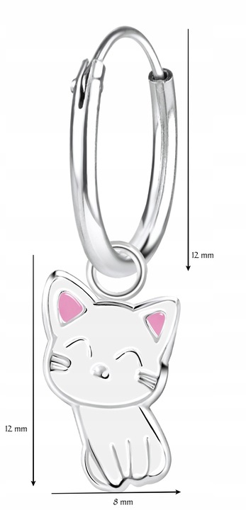 KOLCZYKI SREBRNE DLA DZIEWCZYNKI DZIECI SREBRO 925 KOŁA KOT