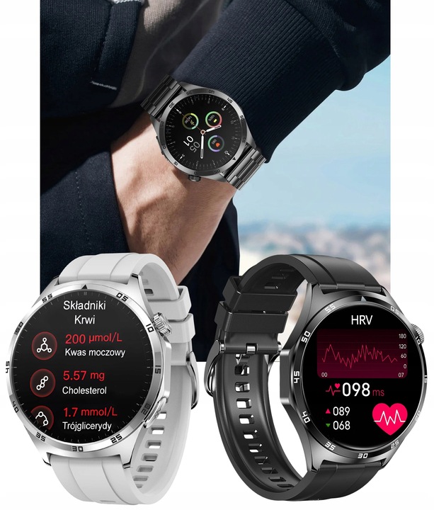 ZEGAREK MĘSKI SMARTWATCH AMOLED 466x466 EKG GLUKOZA CIŚNIENIE TEMPERATURA