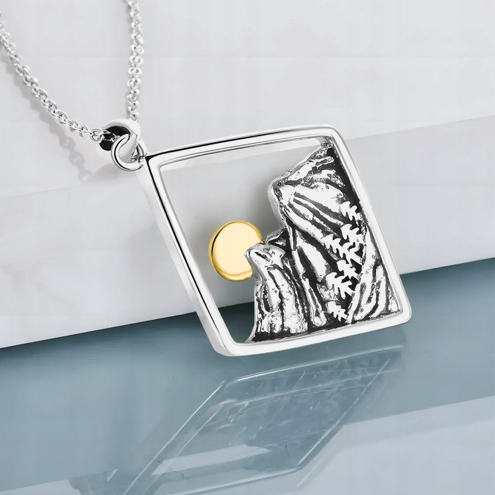 Srebrny Naszyjnik 925 z Górami Tatrami Polskie Góry Tatry Drzewa Słońce