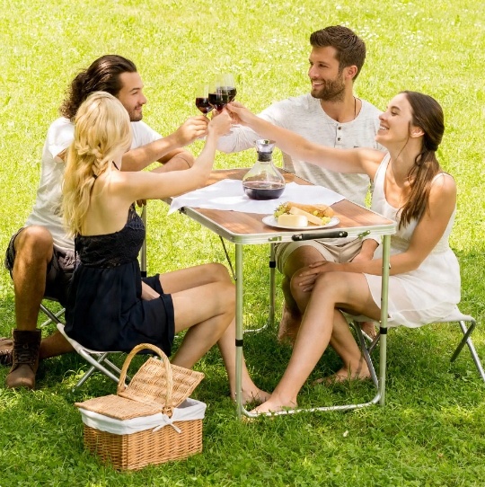 Zestaw Turystyczny Stolik Składany Stół 4 Krzesła 5w1 Kempingowy Krzesełka