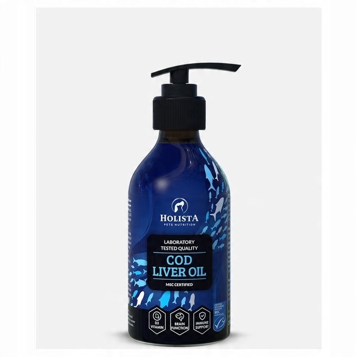 HOLISTA Cod Liver Oil 250ml TRAN Z DORSZA DLA PSA I KOTA