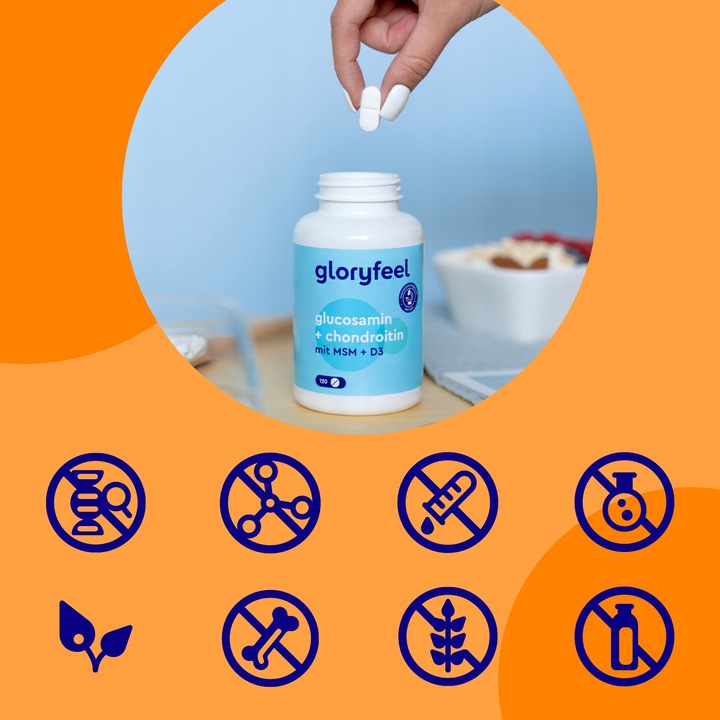 GLUKOZAMINA CHONDROITYNA MSM KOMPLEKS i witamina D3 120 tabs. gloryfeel