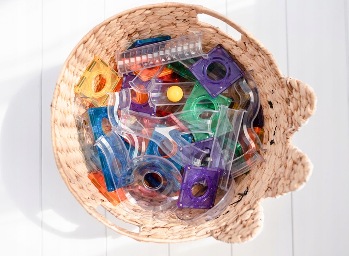 Connetix klocki magnetyczne Ball Run kulodrom 92 szt. + gratis