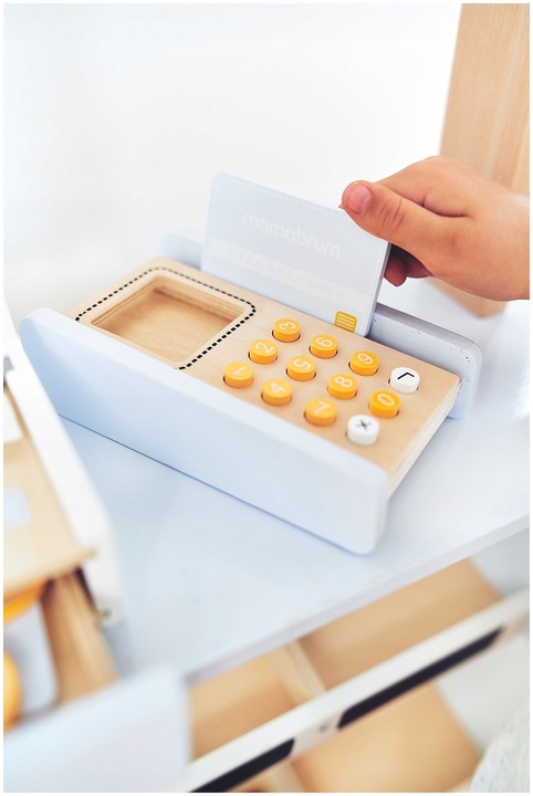 Edukacyjna Zabawka Dla Dzieci Drewniany Stragan z Kasą i Terminalem