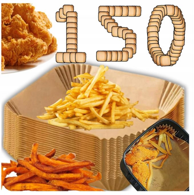 Papier do pieczenia Wkładki do frytkownicy x150 20 cm x 20 cm brązowy