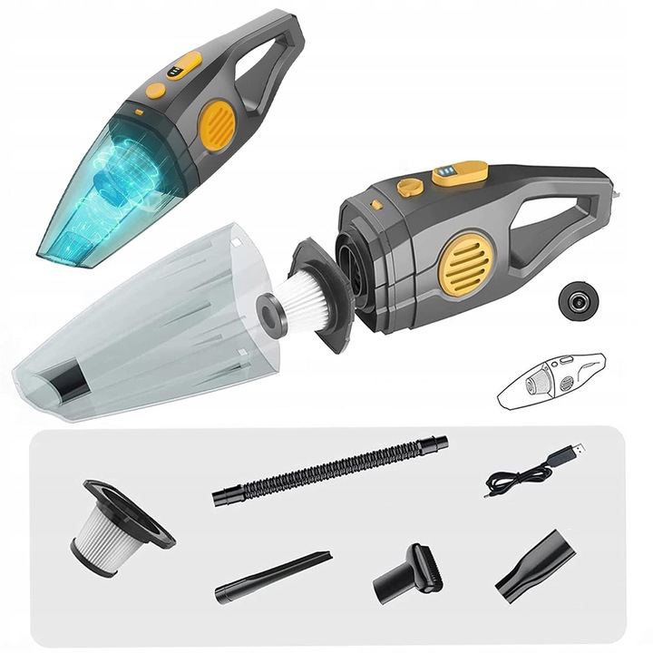 MOCNY ODKURZACZ SAMOCHODOWY RĘCZNY Z FUNKCJĄ PRANIA ZASYSA WODĘ 9.5KPA 120W