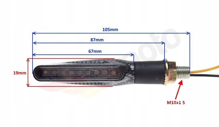 Kierunkowskazy LED pływające dynamiczne 2 sztuki M10x1,5 mm