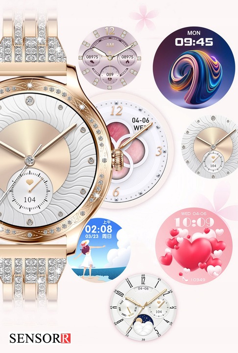 SREBRNY ZEGAREK SMARTWATCH DAMSKI ROZMOWY CIŚNIENIOMIERZ PULSOMETR KROKI PL