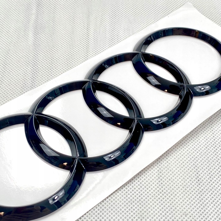 EMBLEMAT ZNACZEK AUDI KOMPLET CZARNY POŁYSK 273mm+200mm