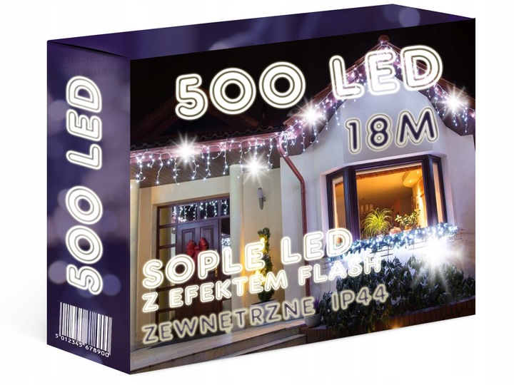 SOPLE 500 LED ZEWNĘTRZNE LAMPKI choinkowe KURTYNA IP44 STAŁE + FLASH