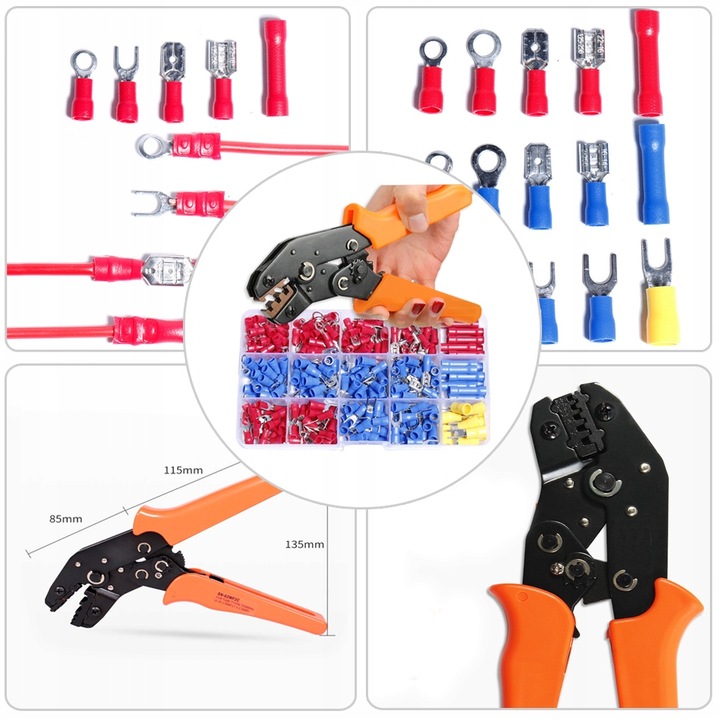 ZESTAW XXL KONEKTRÓW IZOLOWANYCH + ZACISKARKA