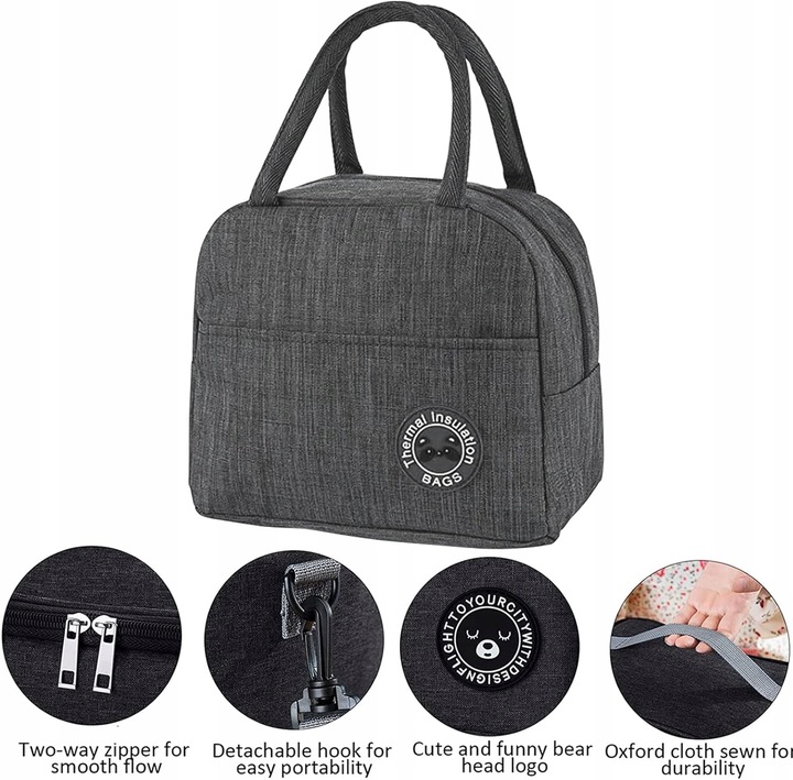 TORBA LUNCHBOX PIKNIKOWA NA ŚNIADANIE TERMICZNA IZOLACYJNA ŚNIADANIOWA