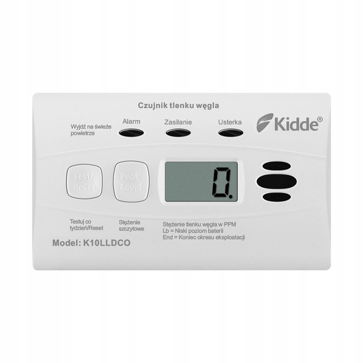 Czujnik detektor tlenek węgla (CO) Czad K10LLDCO Kidde