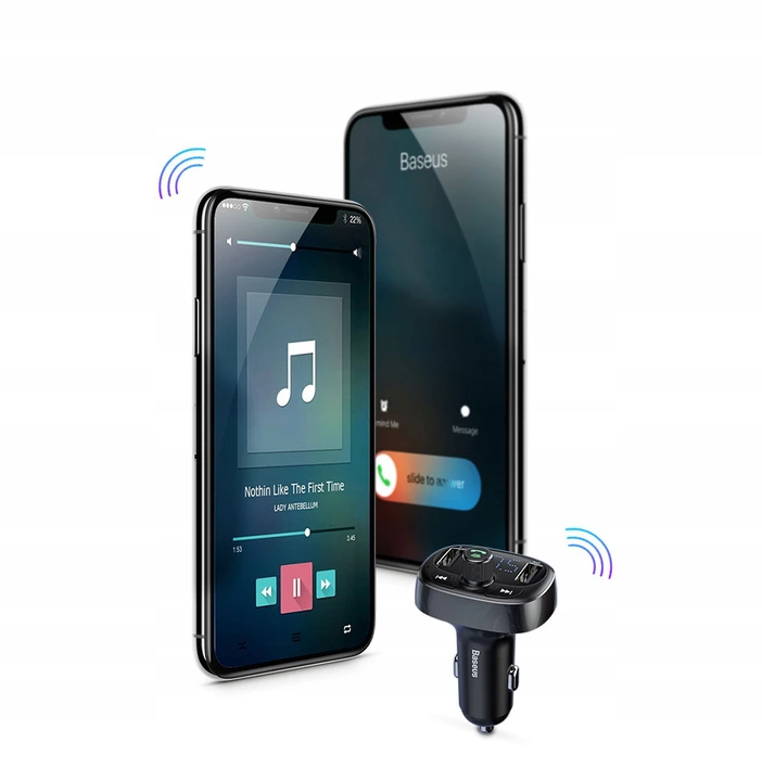 BASEUS TRANSMITER FM BLUETOOTH ŁADOWARKA SAMOCHODOWA MP3 2x USB SD/ TF 3.4A