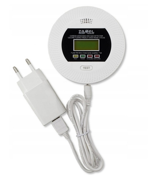 CZUJNIK GAZU CTG-02 ZAMEL TLENKU WĘGLA CZADU GAZU ZIEMNEGO ZASILANIE 230V