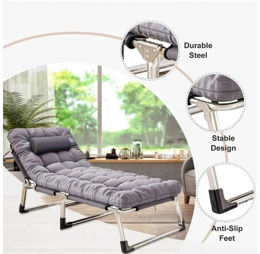 Łóżko Polowe Turystyczne Wędkarskie Leżak Składany z Materacem 194 cm