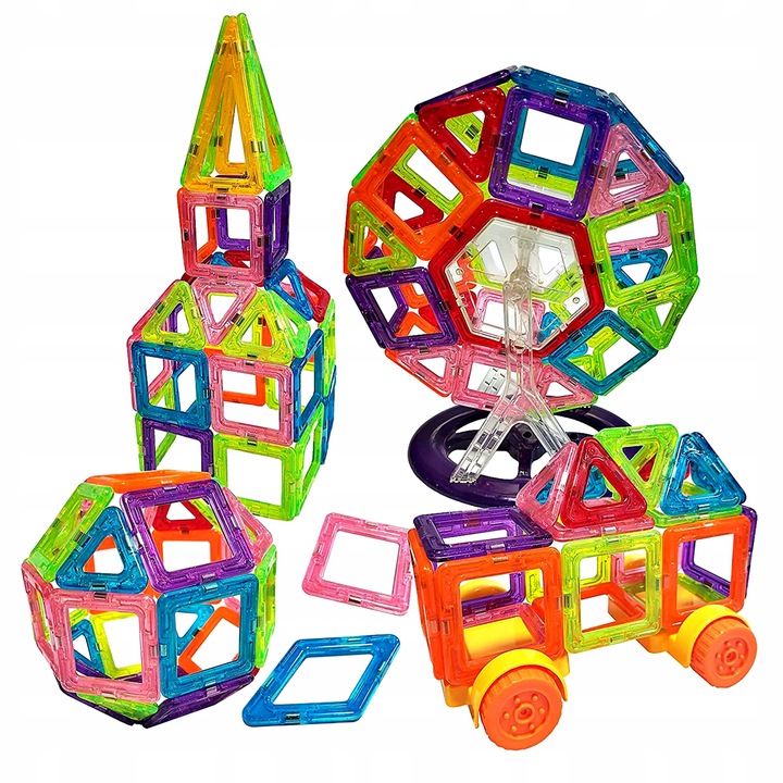 KLOCKI MAGNETYCZNE 3D 128 elm KONSTRUKCYJNE Edukacyjne , GRATISY