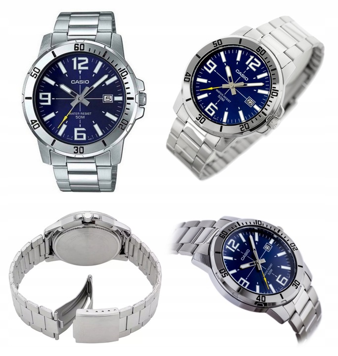 ZEGAREK MĘSKI CASIO RAMZES stalowy datownik +BOX +GRAWER