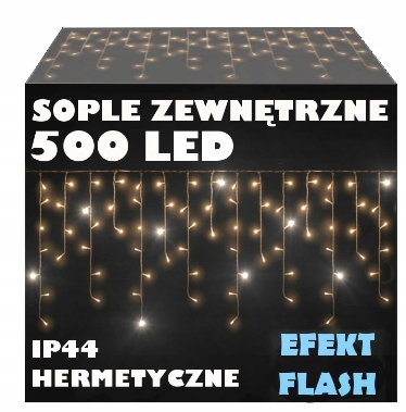 SOPLE FLASH 500 LED Biały Ciepły ZEWNĘTRZNE BIAŁE Ciepłe lampki z FLASHEM