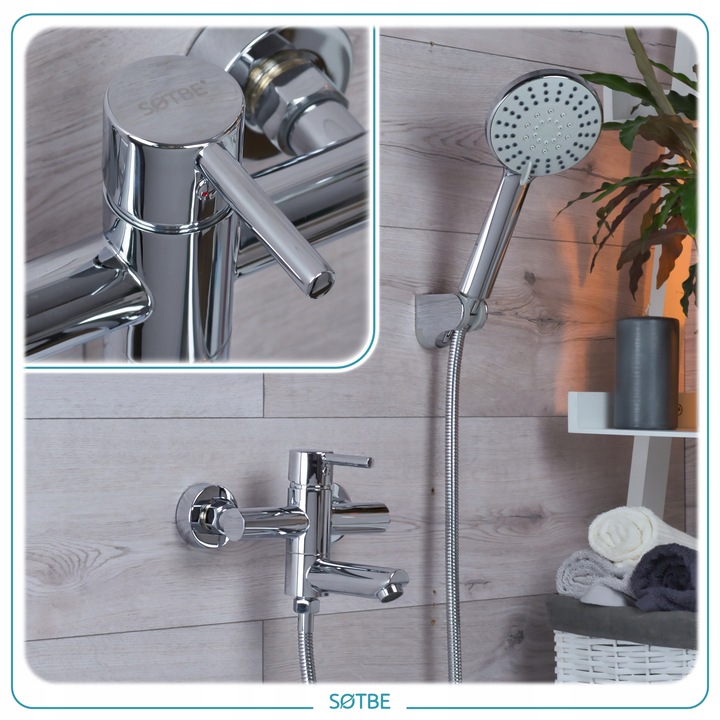 Bateria wannowa z chowaną wylewką Kran do wanny i prysznica składany SOTBE