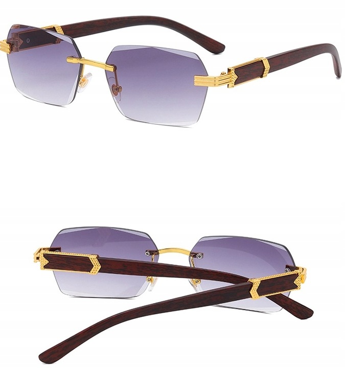 Okulary Przeciwsłoneczne bezramkowe prostokątne Damskie męskie UV400 Brąz