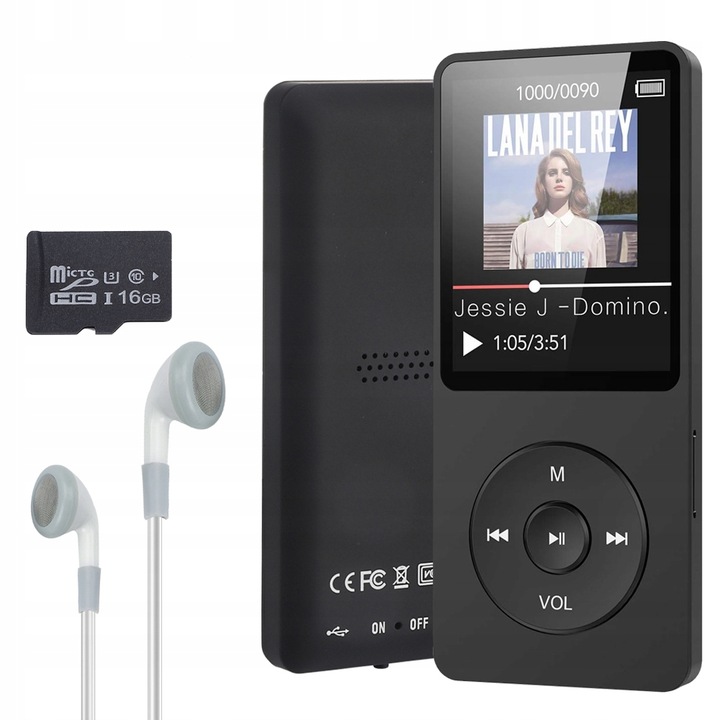 ODTWARZACZ MUZYCZNY MP3 RADIO MINI DYKTAFON + SŁUCHAWKI 16GB PRZENOŚNY