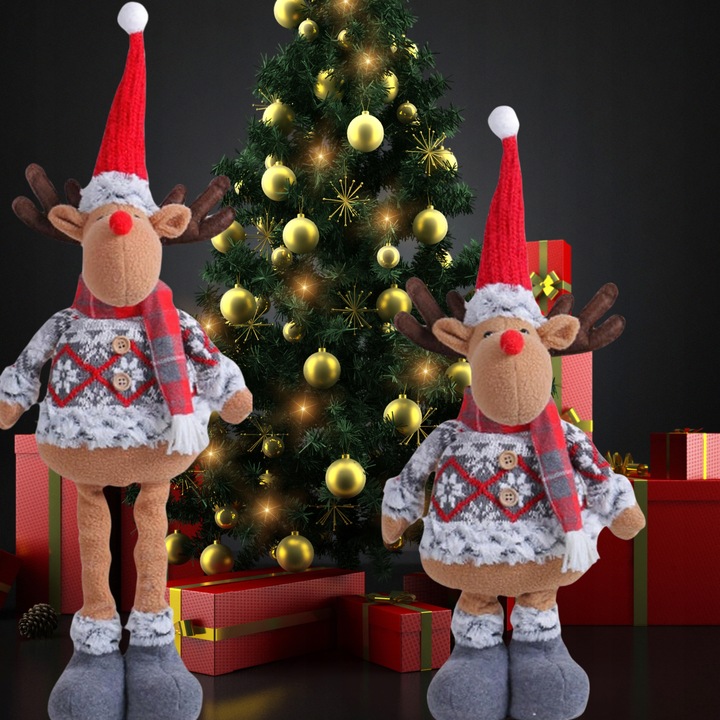 Skrzat Krasnal Świąteczny Teleskopowy Duży Gnom Wysoki Renifer Regulowany