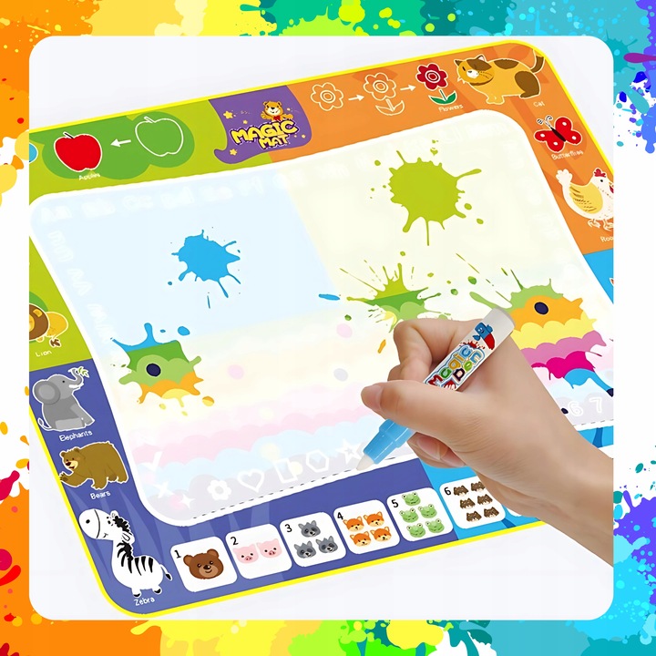 MATA WODNA DO MALOWANIA RYSOWANIA 120x90 PIECZĄTKI FORMY PISAKI ZESTAW XXL