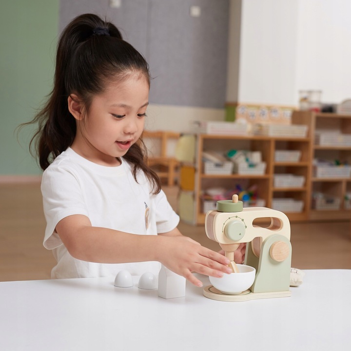 DREWNIANY MIKSER KUCHENNY ZIELONY BLENDER AKCESORIA ZESTAW VIGA POLARB