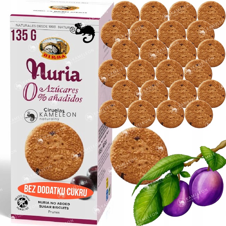 BIRBA Nuria CIASTKA HERBATNIKI PRZEKĄSKA mix SMAKÓW BEZ CUKRU 135gx8 1,08KG