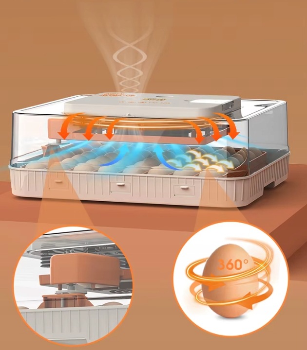 Inkubator Automatyczny 56H 56 Jaj Z Owoskopem 12V Klujnik Wylęgarka Drobiu