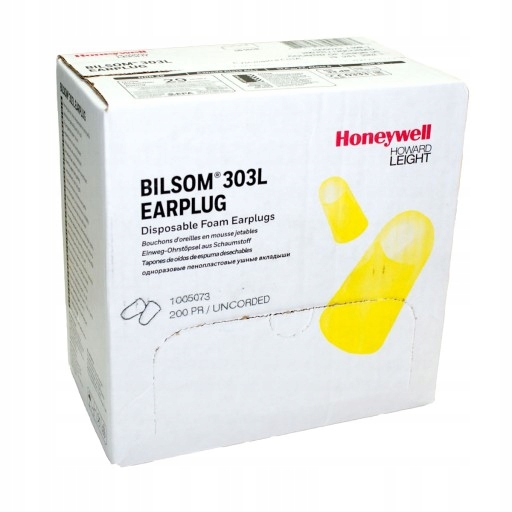 Zatyczki do uszu STOPERY PRZECIWHAŁASOWE Honeywell Bilsom 303L 3M 400 szt.