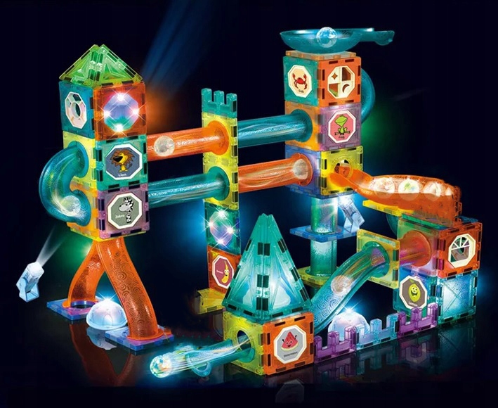 TOR KULKOWY 110 ELEMENTÓW DUŻY ZESTAW KULODROM KLOCKI KONSTRUKCYJNE