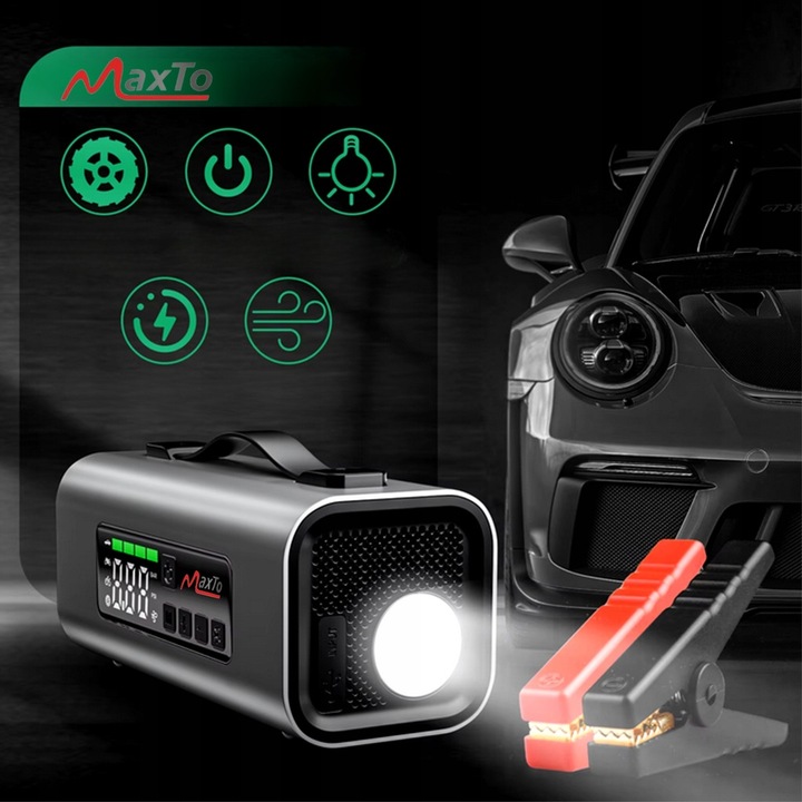 Jump Starter Booster Kompresor Samochodowy Dmuchawa Powerbank