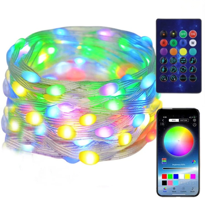 Lampki Świąteczne 200 LEDowe Inteligentne Bluetooth Świecą w RYTM Muzyki