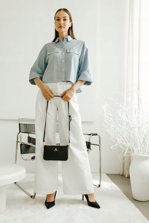 BETLEWSKI Mała torebka wizytowa kopertówka dwa paski wygodna sztywna