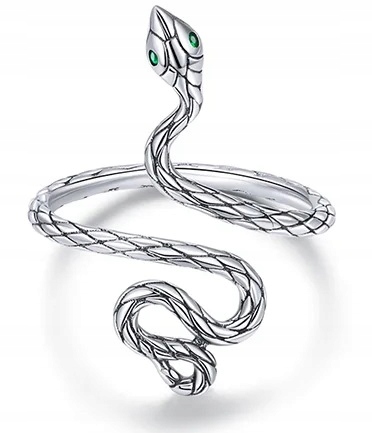 Srebrny pierścionek WĄŻ żmija cyrkonie regulowany s925 +pudełko