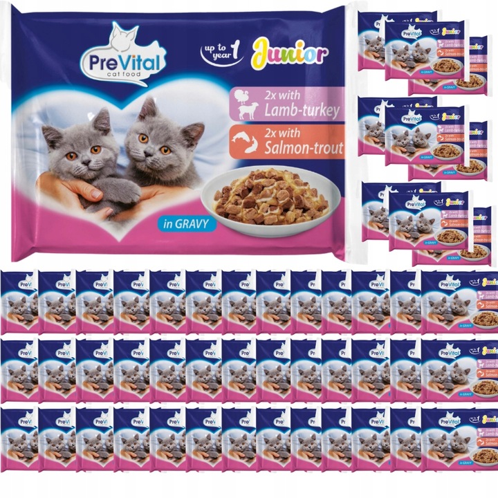 Karma dla kota mokra PreVital Junior Mix 52 saszetek x 100g