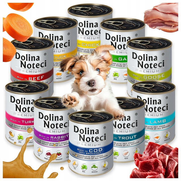 MOKRA KARMA DLA PSA DOLINA NOTECI PREMIUM PUSZKA PIES MIX SMAKÓW 10 X 800G